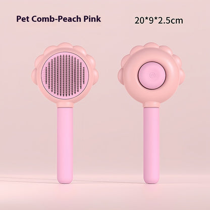 2 In 1 Self Cleaning Dog Brush Comb With Spray Pets Grooming Hair Remover