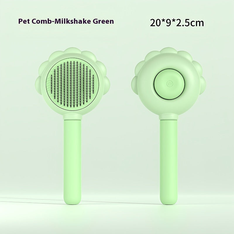 2 In 1 Self Cleaning Dog Brush Comb With Spray Pets Grooming Hair Remover