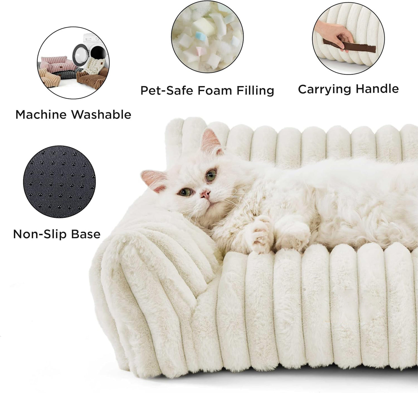 Bedsure Cute Cat Couch For Pets - Fluffy Cat Sofa With Premium