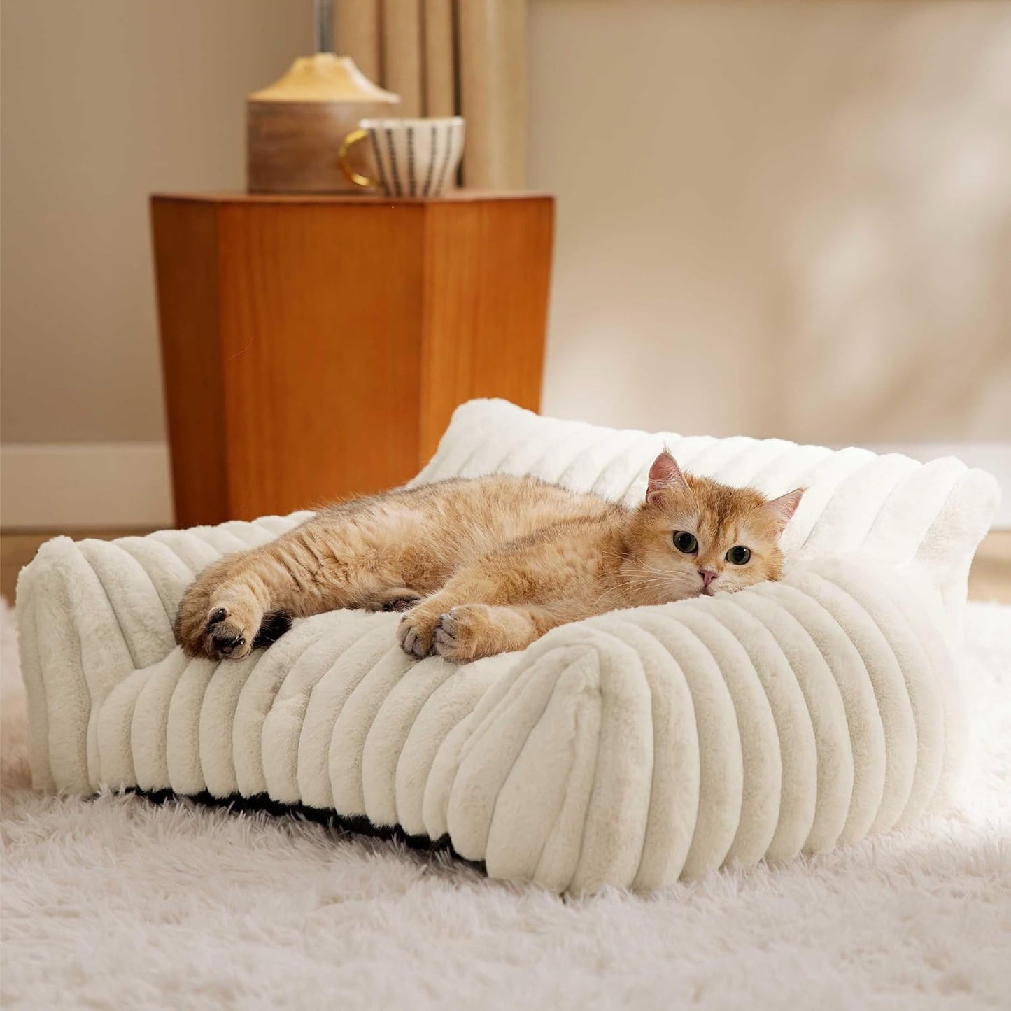 Bedsure Cute Cat Couch For Pets - Fluffy Cat Sofa With Premium