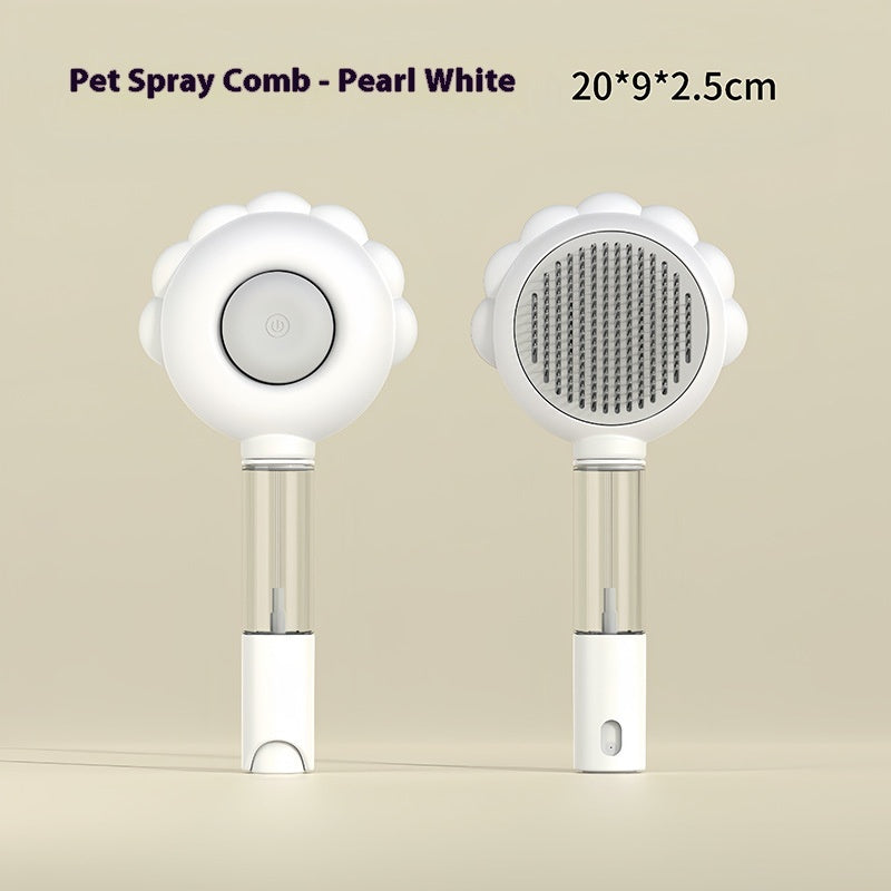 2 In 1 Self Cleaning Dog Brush Comb With Spray Pets Grooming Hair Remover