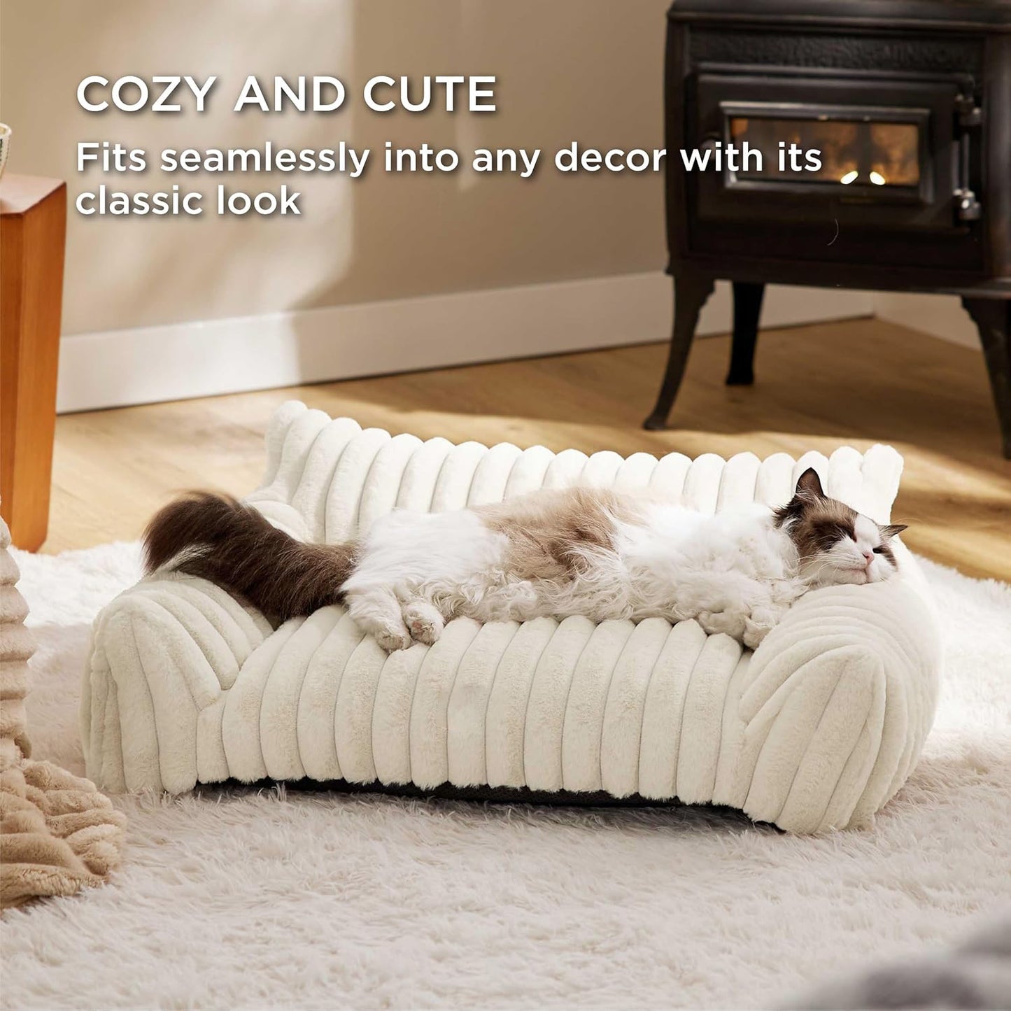 Bedsure Cute Cat Couch For Pets - Fluffy Cat Sofa With Premium