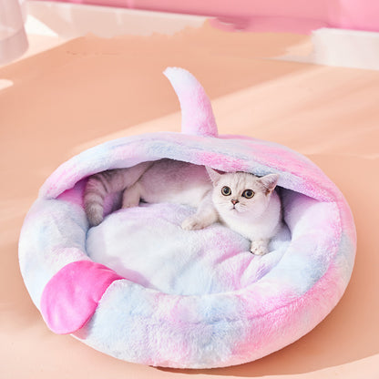 Enclosed Cat Bed For Pets To Sleep Warm In Winter