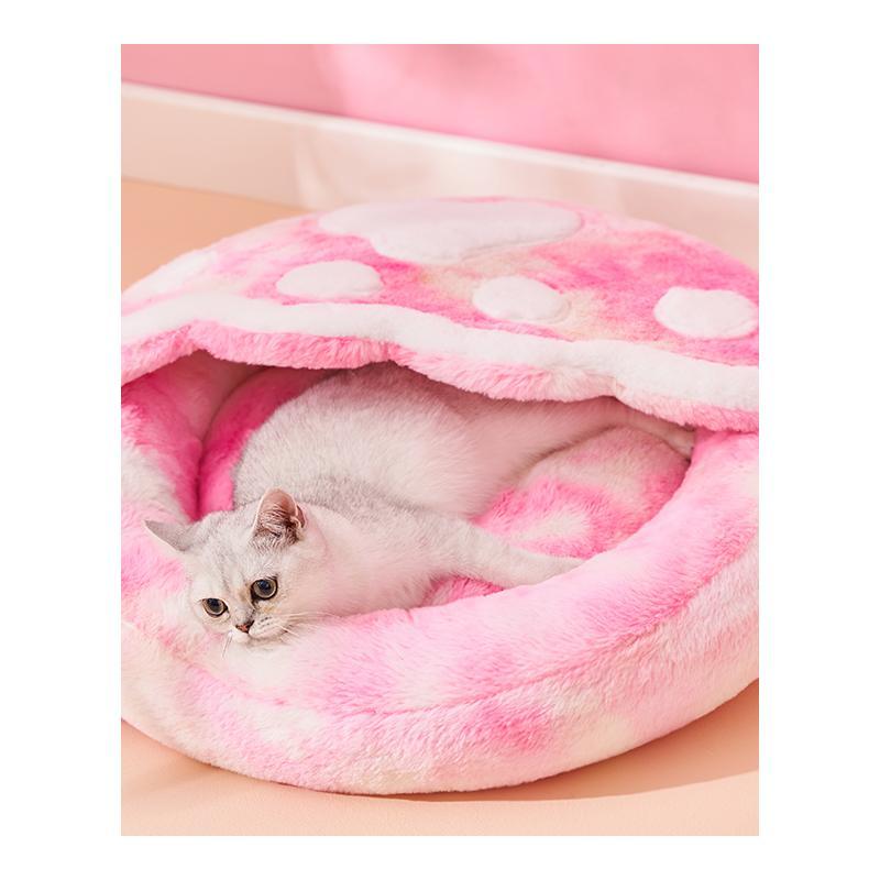 Enclosed Cat Bed For Pets To Sleep Warm In Winter