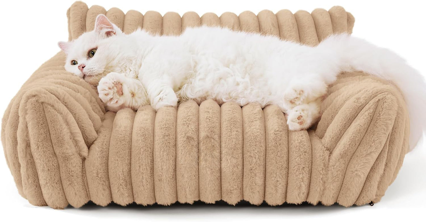 Bedsure Cute Cat Couch For Pets - Fluffy Cat Sofa With Premium